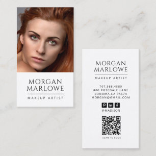 Tarjeta De Visita Código QR de foto de artista de maquillaje moderno