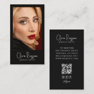 Tarjeta De Visita Código QR de foto de artista de maquillaje moderno