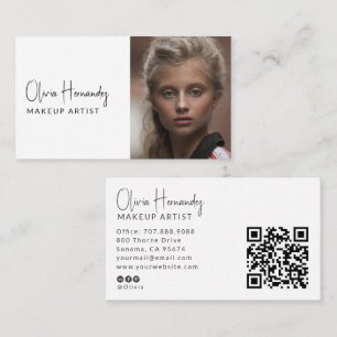 Tarjeta De Visita Código QR de foto de artista de maquillaje moderno