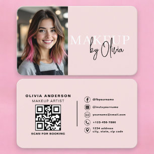 Tarjeta De Visita Código QR de foto de artista de maquillaje profesi