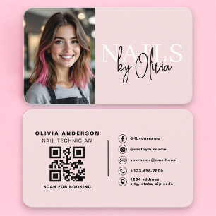 Tarjeta De Visita Código QR de foto de artista de uñas profesional