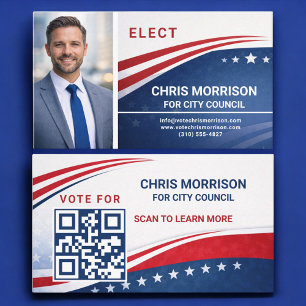 Tarjeta De Visita Código QR de foto de campaña electoral