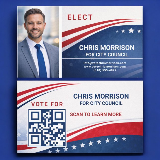 Tarjeta De Visita Código QR de foto de campaña electoral (Subido por el creador)