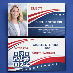 Tarjeta De Visita Código QR de foto de campaña electoral para juez