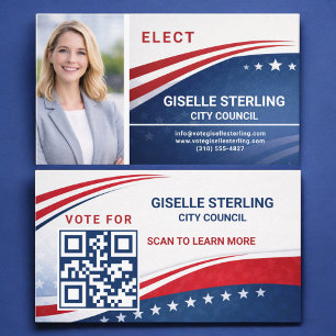 Tarjeta De Visita Código QR de foto de campaña electoral para votant