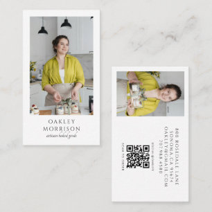 Tarjeta De Visita Código QR de foto de chef de pastelería de panader