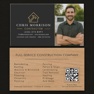 Tarjeta De Visita Código QR de foto de construcción de edificios de