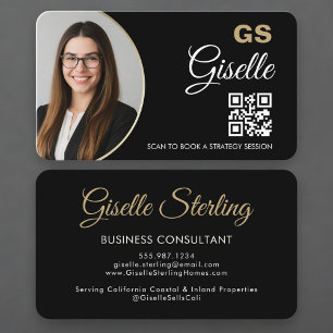 Tarjeta De Visita Código QR de foto de consultor de negocios