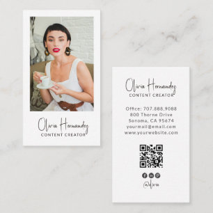 Tarjeta De Visita Código QR de foto de creador de contenido moderno