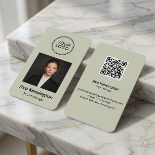 Tarjeta De Visita Código QR de foto de empleado moderno