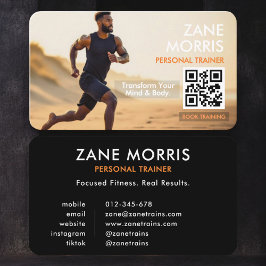 Tarjeta De Visita Código QR de foto de entrenador de fitness