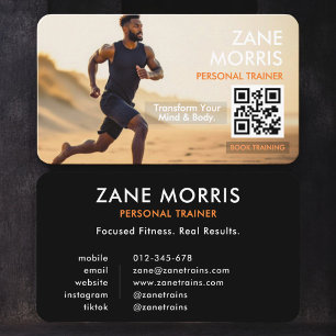 Tarjeta De Visita Código QR de foto de entrenador de fitness