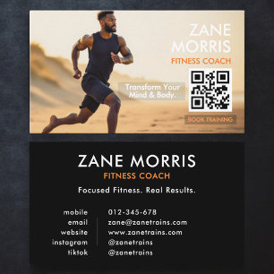 Tarjeta De Visita Código QR de foto de entrenador de fitness
