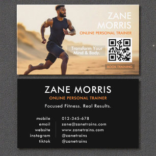 Tarjeta De Visita Código QR de foto de entrenador personal en línea