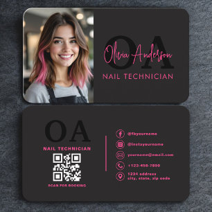 Tarjeta De Visita Código QR de Foto de Especialista en Uñas Profesio