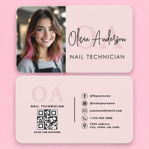 Tarjeta De Visita Código QR de foto de especialista en uñas profesio
