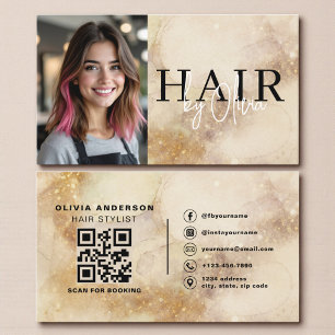 Tarjeta De Visita Código QR de foto de estilista de cabello con acua