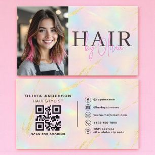 Tarjeta De Visita Código QR de foto de estilista de cabello con bril