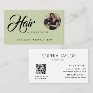 Tarjeta De Visita Código QR de foto de estilista de cabello profesio