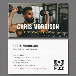Tarjeta De Visita Código QR de foto de fitness de entrenador persona