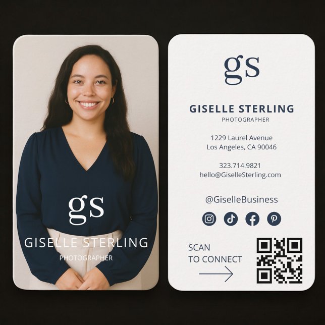 Tarjeta De Visita Código QR de foto de fotógrafo profesional (Subido por el creador)