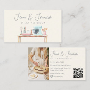 Tarjeta De Visita Código QR de foto de guion de pastelero de panader