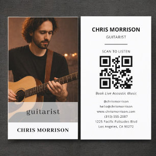 Tarjeta De Visita Código QR de foto de guitarrista