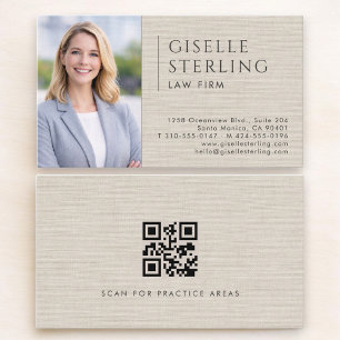 Tarjeta De Visita Código QR de Foto de Lino de Bufete de Abogados