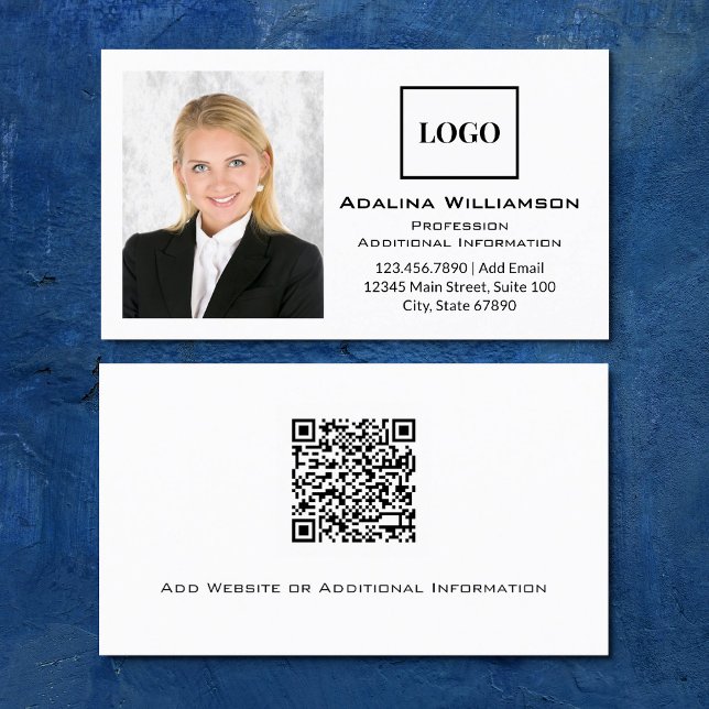 Tarjeta De Visita Código QR de foto de logotipo agregado profesional (Subido por el creador)