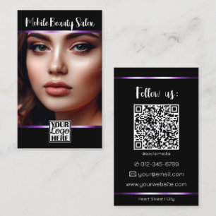Tarjeta De Visita Código QR de foto de logotipo de línea de decoraci