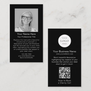 Tarjeta De Visita Código QR de foto de logotipo minimalista moderno