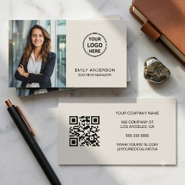 Tarjeta De Visita Código QR de foto de logotipo personalizado modern