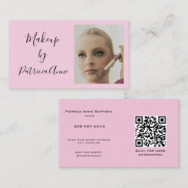 Tarjeta De Visita Código QR de Foto de Maquillaje con Letra Elegante