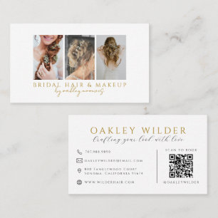 Tarjeta De Visita Código QR de foto de maquillaje de cabello