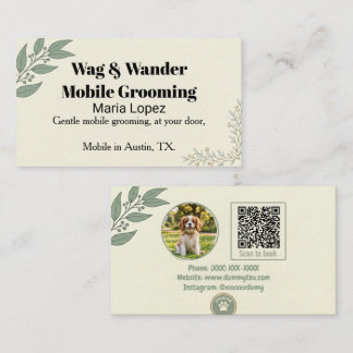 Tarjeta De Visita Código QR de foto de mascota de eucalipto verde sa