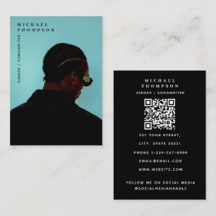 Tarjeta De Visita Código QR de foto de músico cantante modelo intérp