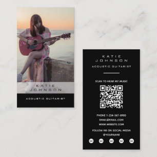 Tarjeta De Visita Código QR de foto de músico guitarrista acústico