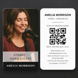 Tarjeta De Visita Código QR de foto de músico profesional