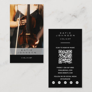 Tarjeta De Visita Código QR de foto de músico violonchelista violini