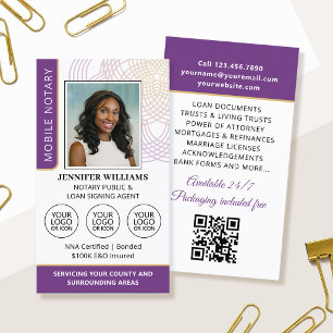 Tarjeta De Visita Código QR de foto de Notario Público elegante en m