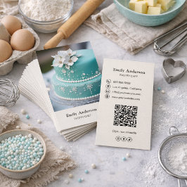 Tarjeta De Visita Código QR de foto de panadería de pastelero