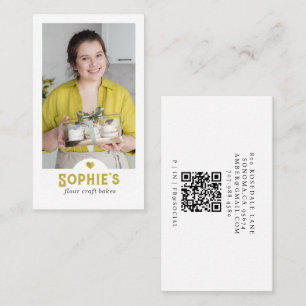 Tarjeta De Visita Código QR de foto de pastelero jefe de repostería 