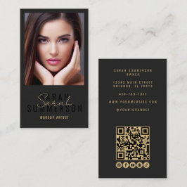 Tarjeta De Visita Código QR de Foto de Salón de Belleza de Artista d
