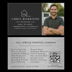 Tarjeta De Visita Código QR de foto de servicio de pintura profesion