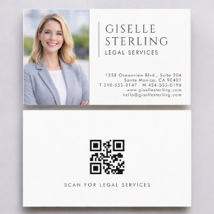 Tarjeta De Visita Código QR de foto de servicios jurídicos