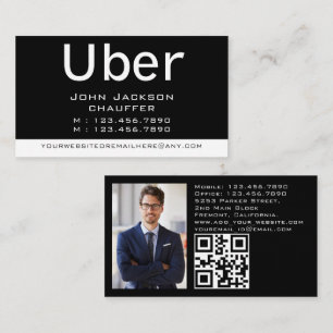 Tarjeta De Visita Código QR de foto de taxista moderno y de moda