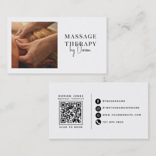 Tarjeta De Visita Código QR de Foto de Terapeuta de Masaje