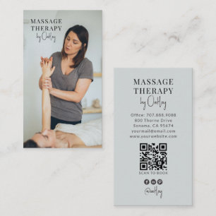 Tarjeta De Visita Código QR de foto de terapeuta de masaje