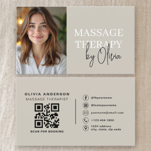 Tarjeta De Visita Código QR de Foto de Terapeuta de Masaje