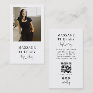 Tarjeta De Visita Código QR de foto de terapeuta de masaje moderno